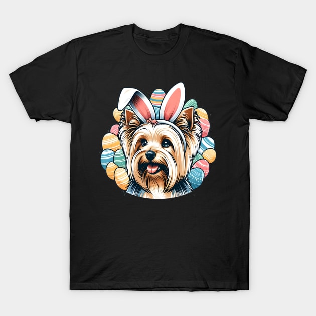 Silky Terrier with Bunny Ears Celebrates Easter Delight T-Shirt by ArtRUs